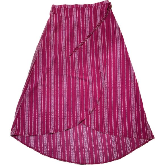 Maurices Pink and White Wrap Skirt with Faux Tie - Picture 1 of 9